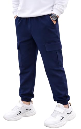 Image of ADBUCKS Boys' Cotton Cargo Joggers - Soft, Casual Pants with Pockets II Boy's Relaxed Cargo Joggers Pants for Boy