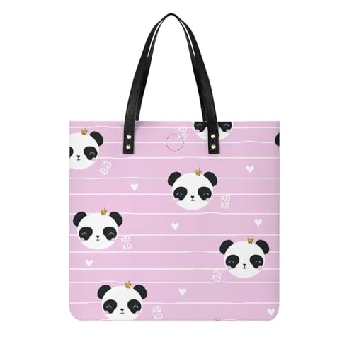 Tote bag de voyage panda rose : grand sac à main shopper de 39x39cm pour femme