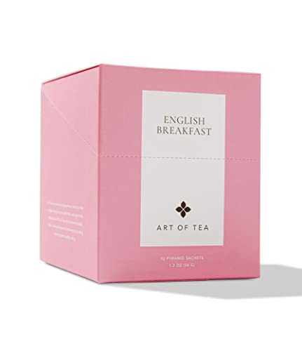 Art of Tea Organic English Breakfast Tea Bags,12 Count Premium Pyramid Sachets, Whole Leaf Black Tea, Smooth Malty Breakfast Tea, Caffeinated Organic Black Tea