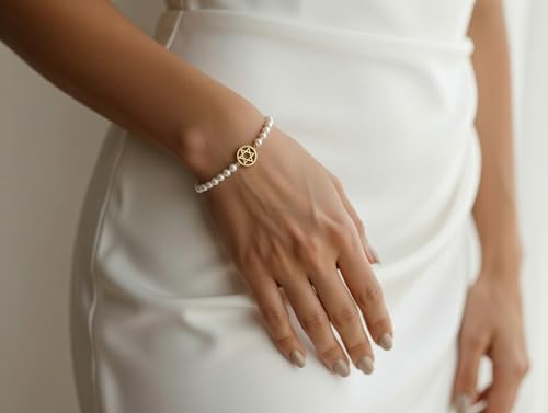 Bracelet or 18 carats avec étoile et perles, l'idée cadeau idéale