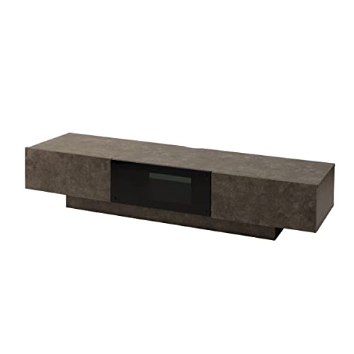 Emoor HEIM TV Stand, Low Board, Width 70.9 inches (180 cm), TV Board, Stone Gray, Compatible with 32 - 65 Inches, Load Capacity Approx. 110.2 lbs (50 kg), Large Capacity