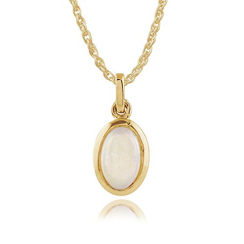 Image of Gemondo 9ct Yellow Gold Oval Opal Classic Bezel Set Pendant Necklace
