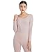 Mcilia Women's Ultrathin Modal Thermal Baselayer Top Scoop Neck Long Sleeve Undershirt Skin Pink Small (US Size 2 4 6)