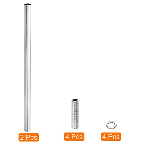 Image of MECCANIXITY Threaded Extension Rod, 11.8 inch Lamp Pipe with Connector Light Fixture Parts for Pendant Light Island Lighting Chandeliers Stems, Silver 2 Set