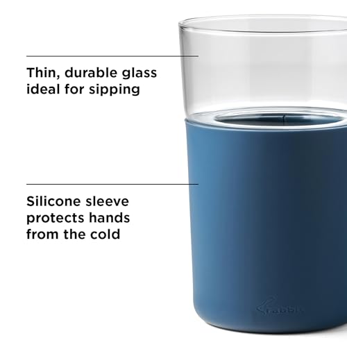 Image of Rabbit Freezable Beer Glass Set of 2 with Cooling Gel Packs and Silicone Sleeves - Slate, Insulated Freezer Beer Glasses That Keep Beer Cold for Hours