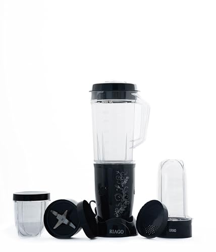Image of Riago High Speed Bullet Mixer for Smoothies and Juices| Blender | Mini Mixer Grinder | Buller Mixer Grinder | Portable Bleder|Small Mixer | 450W 100% Copper Motor| 2 Years Warranty with 3 Jar | Black