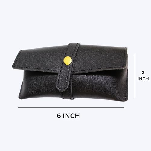 Image of Personalized Leather Goggle Cover | Custom Name | Unisex Faux Leather Eyewear Case with Button Closure | Travel-Friendly & Durable Sunglasses Holder for Men & Women