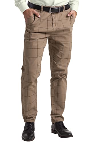 BlauerHafen Herren Hose Formell Business Büro Freizeit Kleid Party RegularGerade Kariert Smart Anzug Plissiert Classic Dress Hosen Alle Größen 30W-38W (Khaki, 34W / 30L) Cover