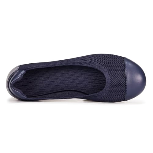 Image of Frank Mully Women's Ballet Flats Round Toe Walking Flats Slip On Work Shoes Knitted Flats Shoes for Woman Soft Lightweight