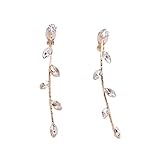 Grace Jun Silver Plated CZ Rhinestone Long Tassel Drop Earrings and Clip on Earrings No Pierced for