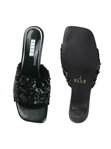 Image of ELLE Women's Sequin-Embellished Square-Toe Heeled Sandals