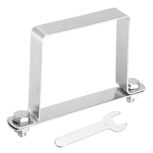 sourcing map Abrazadera de tubo cuadrada en forma de U, 80 x 80 mm, soporte en forma de U, abrazadera de correa cuadrada de acero inoxidable 304 con tuercas de placa de perno y llave para tuberías
