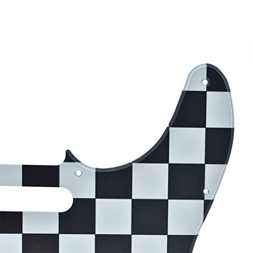 KAISH 8 Hole Tele Style Guitar Pickguard TL Pick Guard with Pickup Mounting Screw Holes for Tele/Telecaster Black/White Grid - Image 3