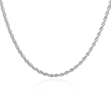 Joyería Fina 4Mm 16' 18' 20' 22' 24' 60 Cm Collar Trenzado De Cadena De Plata Esterlina 925