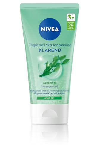 NIVEA Tägliches Wasch-Peeling, Peeling ohne Mikroplastik für eine porentiefe Gesichtsreinigung, mattierendes Gesichtspeeling reduziert Hautunreinheiten und pflegt die Haut (150 ml)