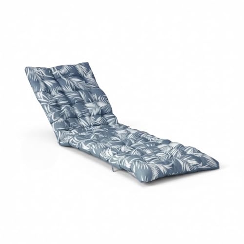 Atout Ciel Coussin matelassé Bicolore pour Bain de Soleil, transat en Tissu déperlant 190x60cm, 6 Variantes, Bleu