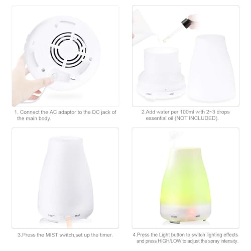 Difusor aromático eléctrico Buyter 100ml con luz LED miniatura 4