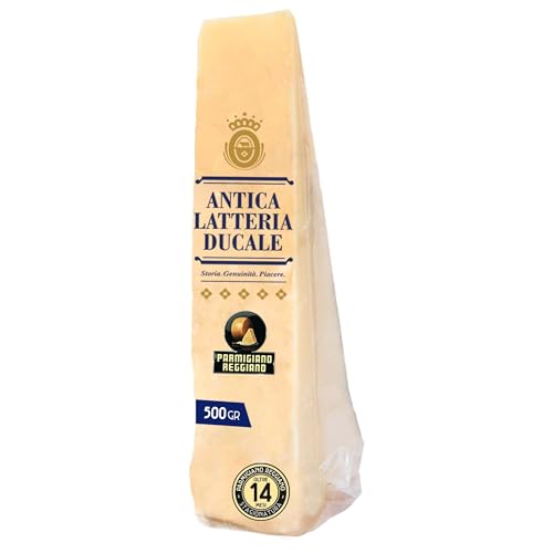 Parmigiano Reggiano Dop 14 mesi da Allevamento e Agricoltura Sostenibili - Premiata Produzione Artigianale dal 1949 - Formaggio Naturalmente Privo di Lattosio ANTICA LATTERIA DUCALE (500g - 1 punta)