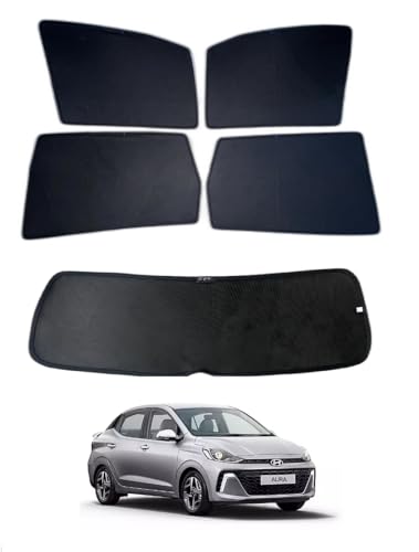 Image of Premium Car Sunshade Fix Type Non-Magnetic Curtain with Rear Dicky Curtain Set of 5pc for Aura