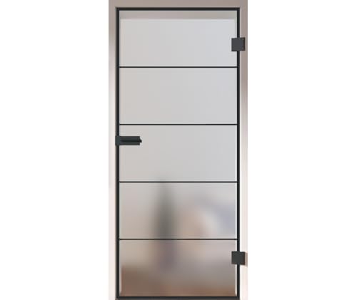 HORI Loft Glastür aus ESG-Sicherheitsglas: Modernes rechteckiges Design Glastür Innentür für Wohnräume als stilvoller Raumteiler oder Raumtrenner – Unsere hochwertige Tür aus satiniertem Milchglas
