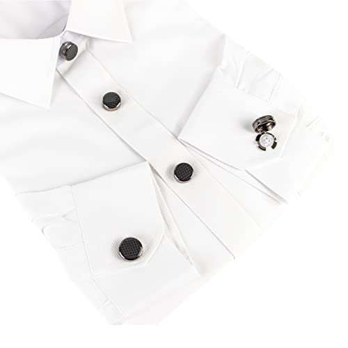 Image of 8Pcs Button Covers for Mens Shirts, Tuxedo Fake Studs | Fits regular dress shirts, button cover cufflinks, brass metal, sleek polished finish, secure clip on, groomsmen accessories