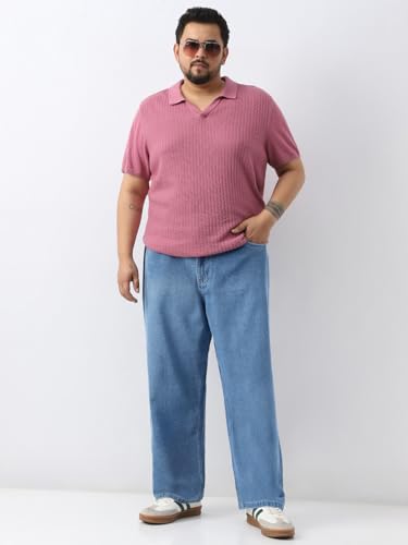 Image of Urbano Plus Men's Loose Baggy Fit Washed Jeans Non-Stretchable