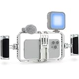 Leftfoto Universal Aluminum Phone Stabilizer Cage Smartphone Video Rig with Dual Handles for iPhone 16 15 Mini Pro Max 8 Plus for Samsung for Huawei Mate,for Vlogging/Video Shooting