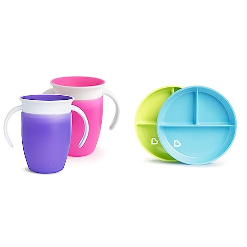 Tasse enfant Miracle 360 anti-goutte avec assiette compartimentée ventouse