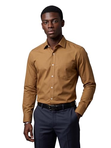 Image of INKAST Men's Cotton Blend Plain Formal Shirt | Full Sleeves Solid Shirts| Straight Regular Fit | Office and Regular Wear