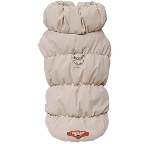 ISUPY 犬 服 冬 ダウンベスト風ジャケット 犬洋服 裏起毛 コート 袖なし ドッグウェア パーカー 防寒 防風 暖かい 厚手 小型犬 中型犬 ペット服 お出かけ 散歩 (M,カーキ)