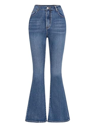 Girls Jeans Flare High Elastic Waist Denim Pants Bell Bottom Stretch Cute Y2K Streetwear with Pockets 7-14Y