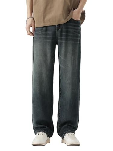 Men's Spring Summer, Lyocell Loose Jeans, Soft Fashion, Straight Y2K Denim, Vintage Casual Trousers