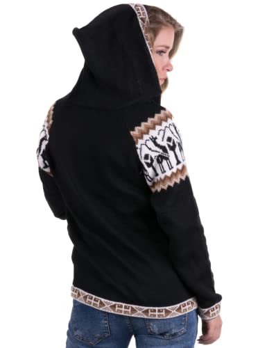Image of Gamboa Alpaca Cardigan Sweater for Women Hooded Knit Fall Winter Lady Womens Lightweight Sweaters