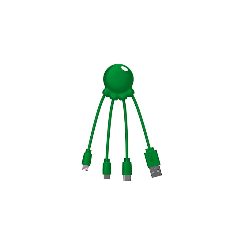 Xoopar Octopus – Cable Multi USB 4 en 1 en Forma de Pulpo Rojo – Cargador Universal de Plástico...
