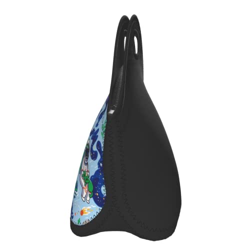 Astronaut Insulated Neoprene Lunch Bag Spacemen Travel In The Space Reusable Snacker Bag Planet Kids Soft Bags Mini Cooler Thermal Meal Tote Kit For Kids Student Outdoors School Picnic Work #TOP3