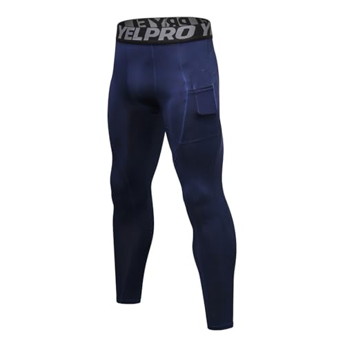Celanisai Pantalones de compresión para hombre, largos, de camuflaje, para correr, deportes, transpirables, funcionales, mallas para hombre, mallas de compresión, ropa funcional, O Navy, L