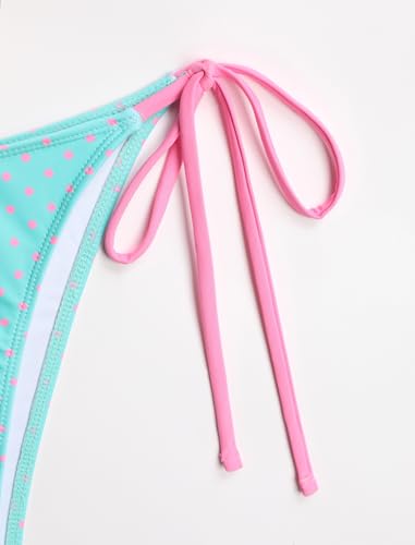 Image of ZAFUL Women's Polka Dot Bikini Set Double Layer Halter Swimsuit Colorblock Side Tie 2 Piece Bathing Suit