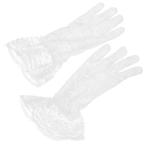 WOFASHPURET White Lace Gloves: 2pcs Wedding Flower Girl Gloves Tea Party Gloves Formal Princess Dressing Gloves for Kids Dress Up Lace Halloween Cosplay Evening Party Supplies