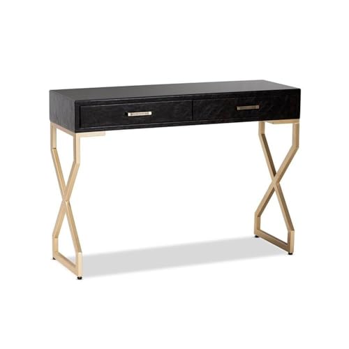 BOWERY HILL Modern Console Table, 2-Drawer MDF Wood, Dark Brown