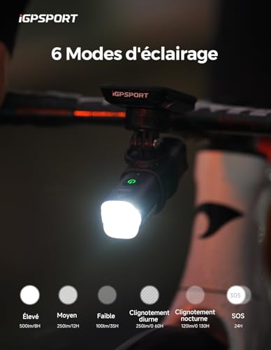 iGPSPORT VS500 Lumiere500 Lumen Bicicleta Delantera y Trasera 3000mAh Lámpara Bicicleta Recargable USB C Iluminación Bicicleta LED Potentes Faro Accesorio para Bicicleta MTB Carrera Ciclismo - imagen 3