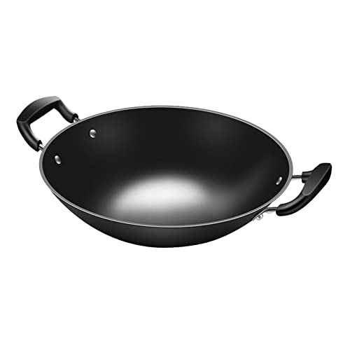 Wok de hierro fundido, sartén grande 44 cm sin tapa