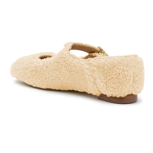 FYS Women Square Toe Low Heel Mary Jane Pumps Fur Comfortbale Flat Ballets Buckled Dress Daily Outfit Shoes2