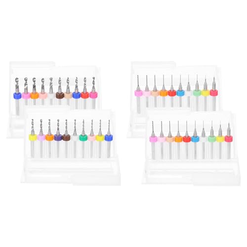 QUARKZMAN 4 Satz (40 Stück) PCB Bohrersatz 1/8 Schaft 0,1mm-3,0mm, Wolframkarbid Mikro Spiralbohrer Werkzeuge Für Leiterplatte Schmuck Plastik Holz Weichmetall