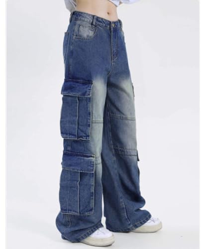 Baggy Jeans for Women Men Y2K Cargo Denim Sweatpants Low Rise Wide Leg Pants Streetwear Hip Hop Clothes2