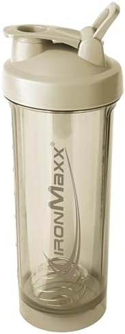 IronMaxx® Premium Shaker – Sandstone Beige 700 ml | Protein Shaker with Strainer Ball & Scale | Leak-proof Shaker Cup Made of AS + PP Plastic | Ideal for Creamy Shakes & On the Go