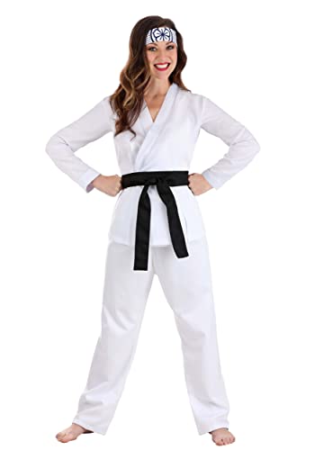 Fun Costumes Karate Kid Costume for Women | Daniel-San Martial Arts Outfit for Halloween | Tunic, Pants, Belt, & Headband - Small, White