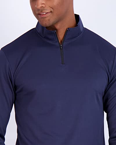Real Essentials 3 Pack: Men's Mesh Long Sleeve Athletic Quarter Zip Pullover - Outdoor UPF 50+ (Available in Big & Tall)3