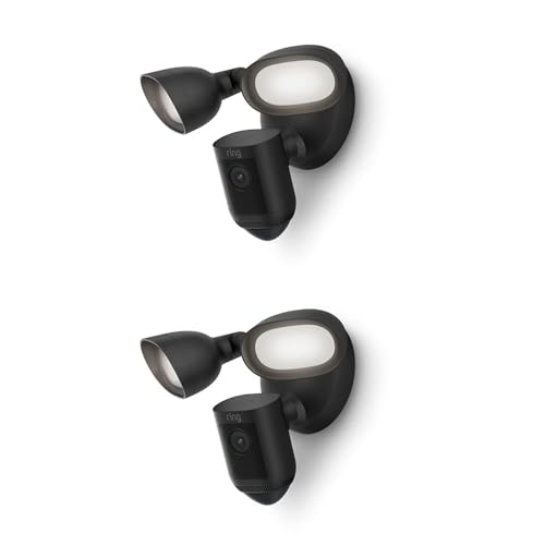 Ring Ring Floodlight Cam Wired Pro | Outdoor Security Camera with 2K Video with Ring Vision, 3D Motion Detection, Bird's Eye View, alternative to CCTV system | 30-day free trial of Ring Home | 2 Cameras