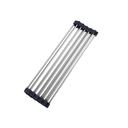 Genérico Escurridor Enrollable Escurridor de Platos Plegable Acero Inoxidable, Estante Enrollable for secar, Soporte for Fregadero Cocina, Organizador, Cuenco, vajilla, Almacenamiento(37x30cm)