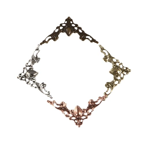 Image of 80Pcs Metal Book Corner Protector, 4 Colors Iron Guard Edge Cover Vintage Decorative Angle Protector for Album Scrapbooking Menu Diary Book Corners